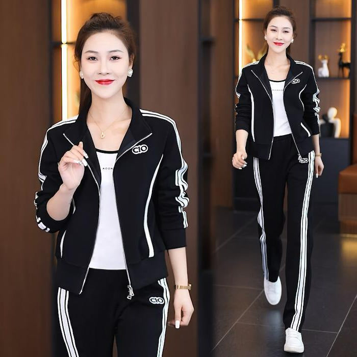 Casual Sporty Women's Outfit Set, Fashionable Youthful Slimming Cardigan Hoodie and Sweatpants Two-Piece Set