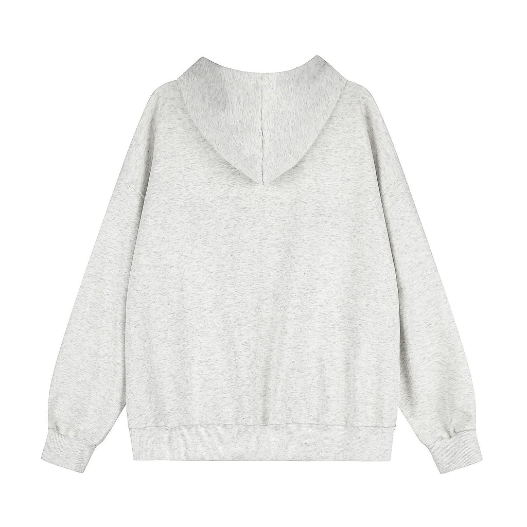 Emblem embroidery hooded cardigan sweatshirt zipper jacket