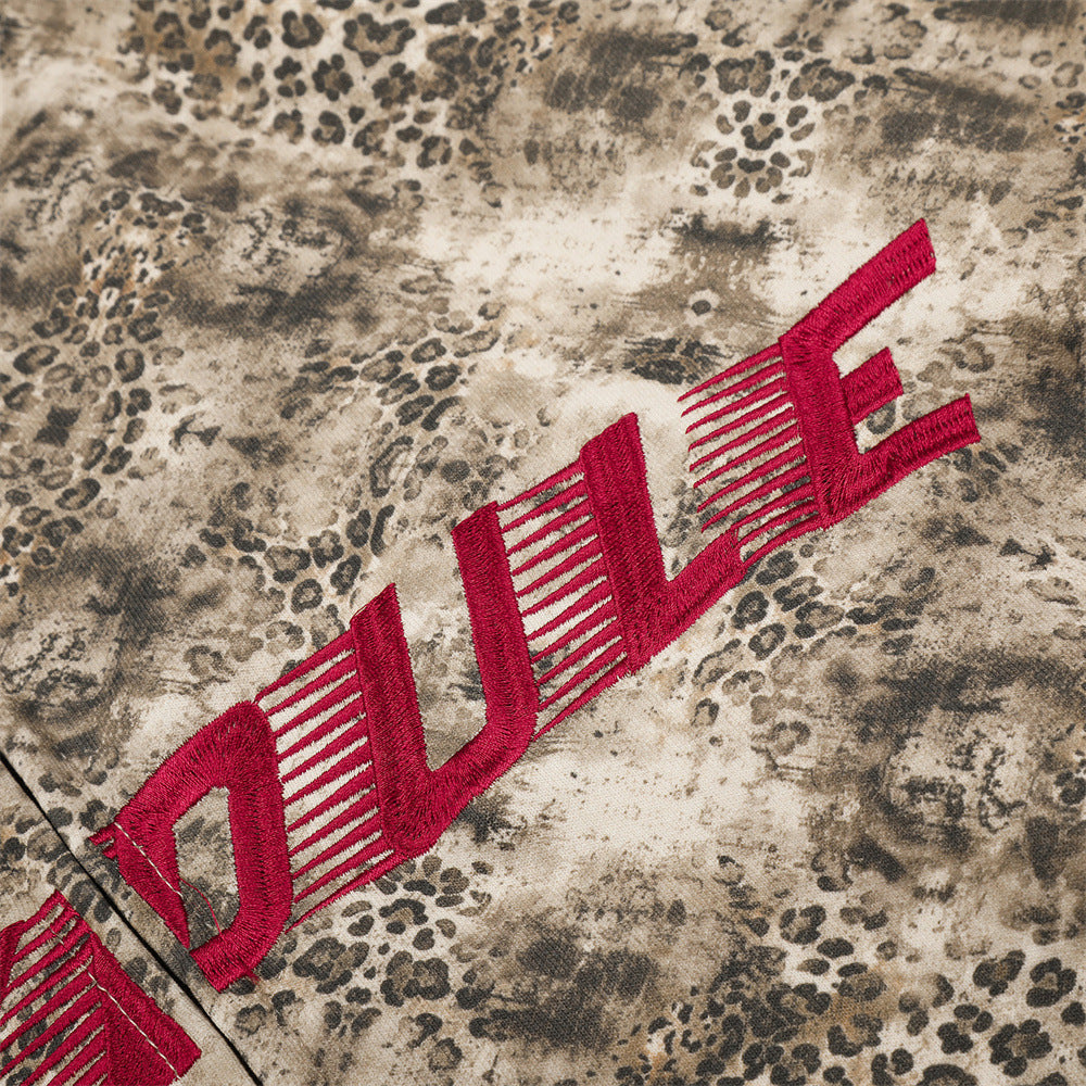 Leopard print vintage hooded sweatshirt