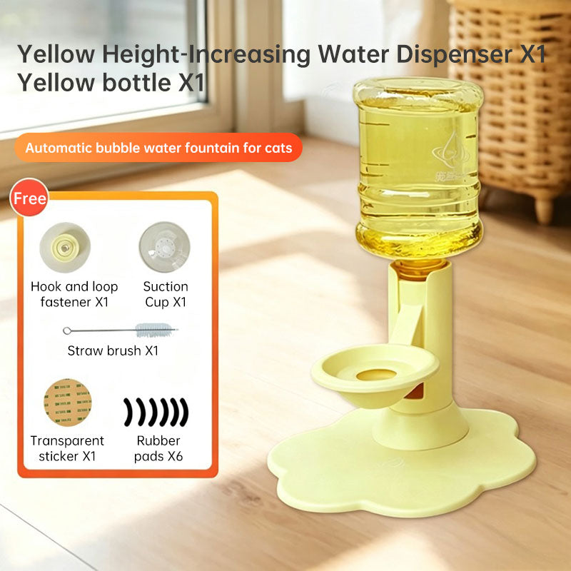Gravity Cat Water Dispenser, No Electricity, Filter-Free, Adjustable Height Pet Fountain for Cats & Small Dogs