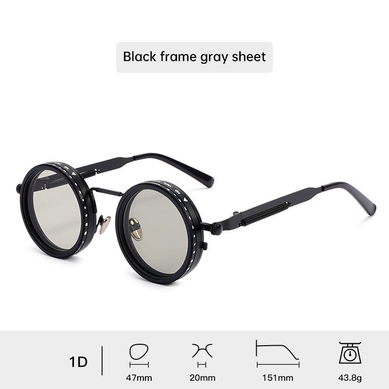 Vintage ND9 Punk Sun Glasses, 9-Level UV Filter, Includes Protective Case