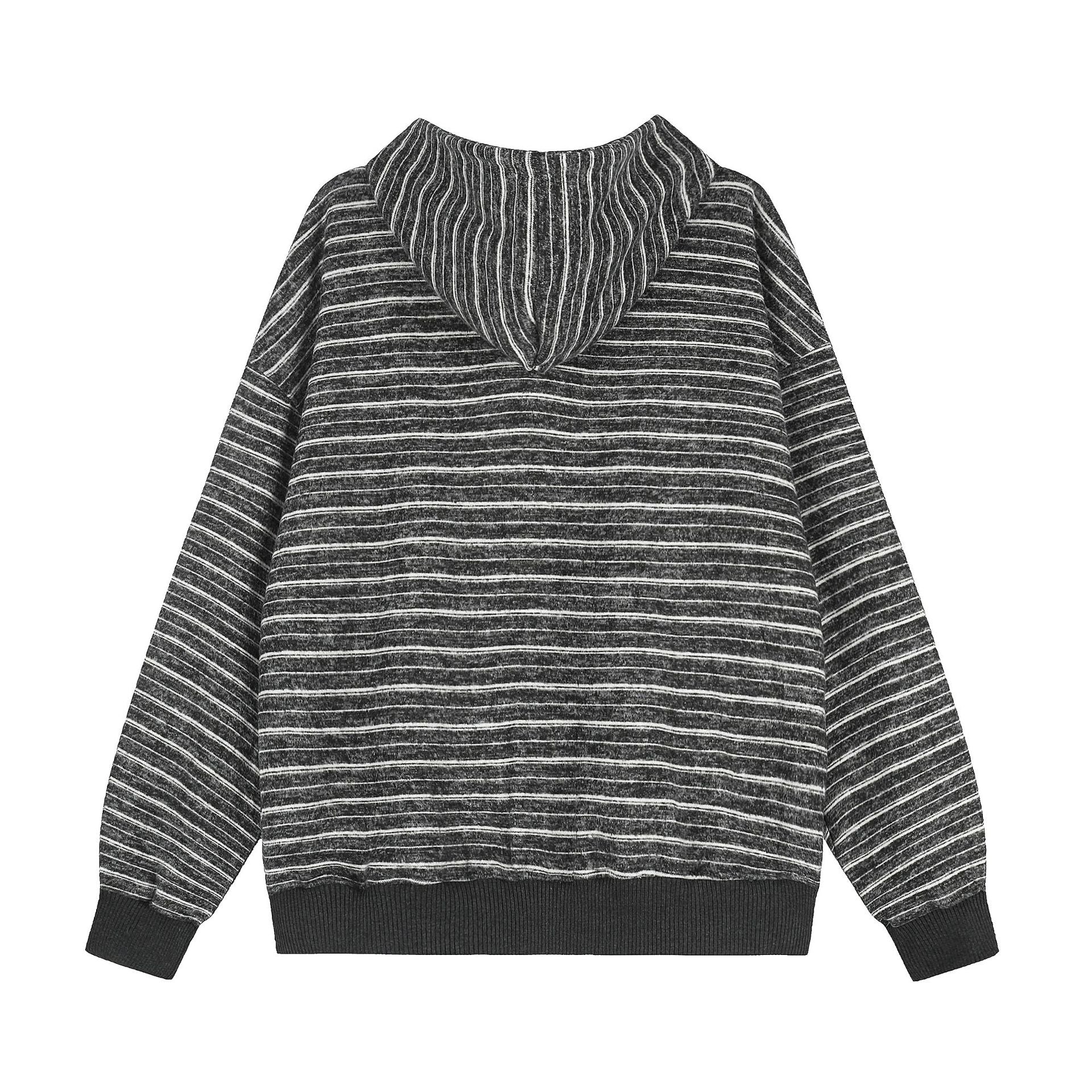 Star embroidered striped hooded sweatshirt casual jacket