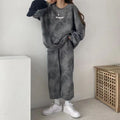 Spring and Autumn New  Hip-Hop Tie-Dye Fashion Set, Loose Hoodie and Wide-Leg Sweatpants, Two-Piece Outfit
