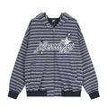 Loose striped hooded jacket sweatshirt