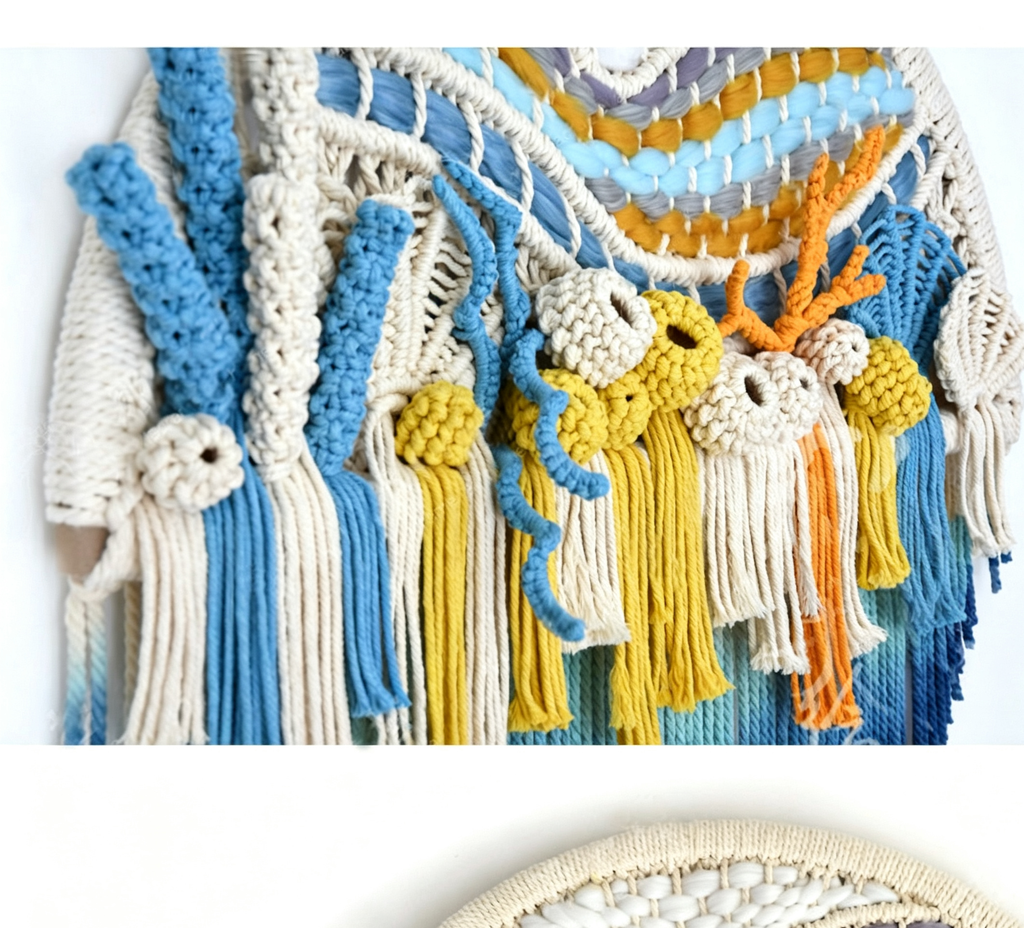 Hand woven circular tapestry