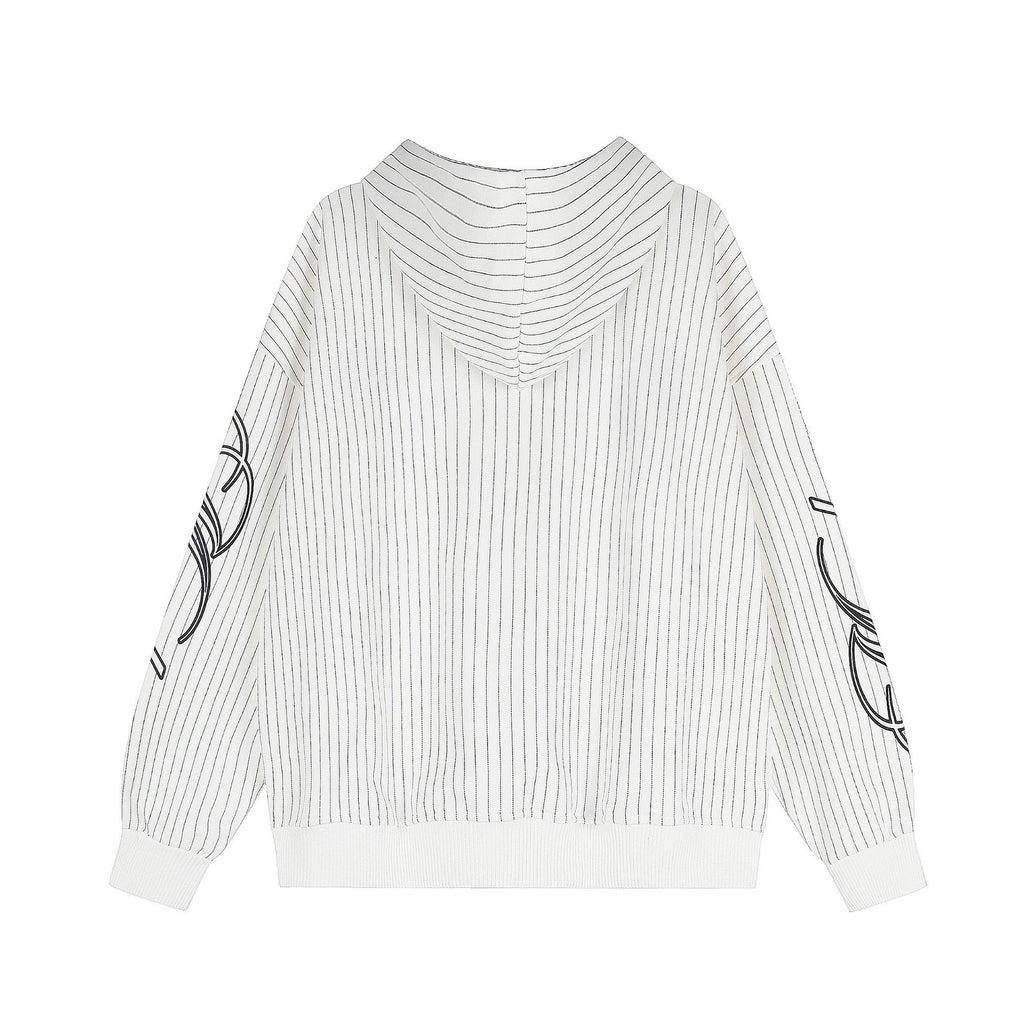 Striped letter hooded sweatshirt with zipper and cardigan