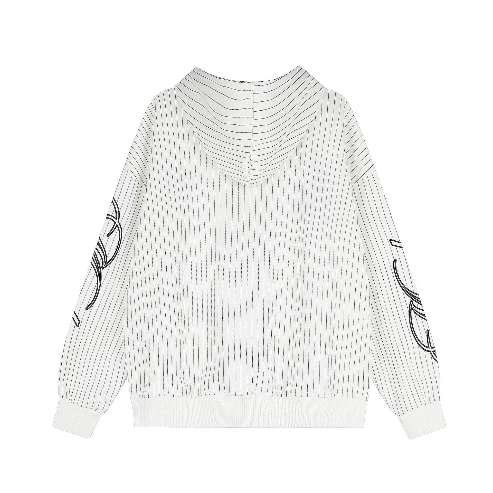 Striped letter hooded sweatshirt with zipper and cardigan