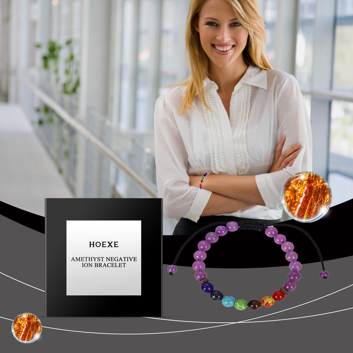 Hoexe Amethyst Bracelet, Turquoise Simple Fashion Personality Male And Female Couples Pink Crystal Amethyst Bracelet
