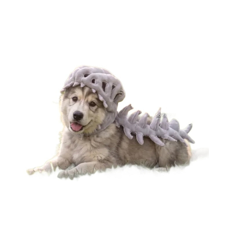 Realistic Dinosaur Skeleton Pet Hood Plush Mask Cosplay Photo Prop Hat
