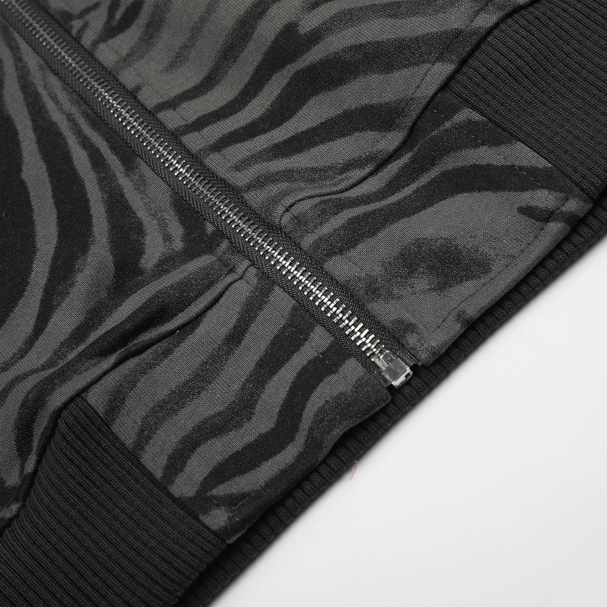 Zebra print hooded sweatshirt with rivets loose casual jacket