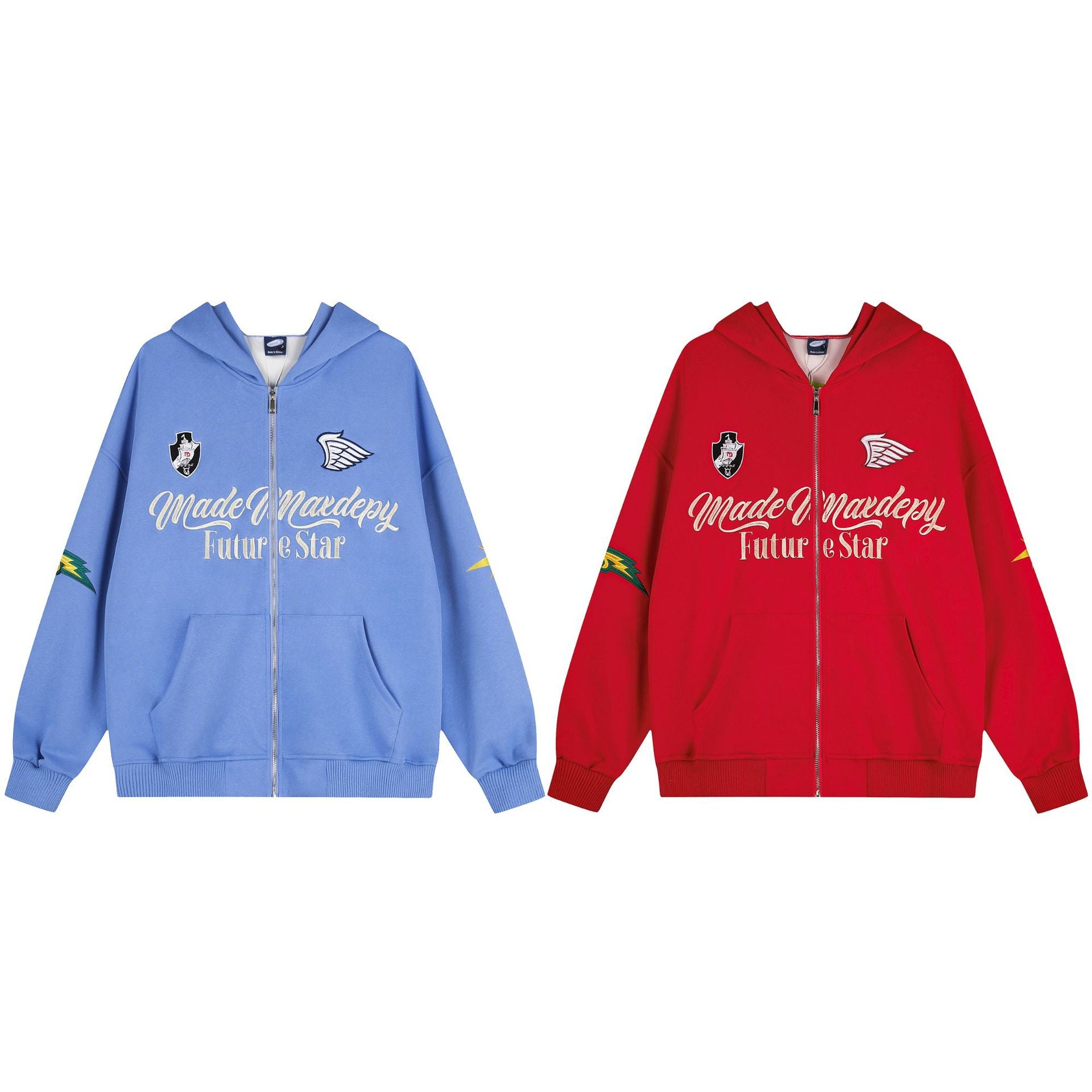 Street Embroidery Letter Hoodie Zipper cardigan