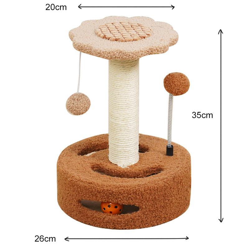 Sunflower Cat Tree – Small Cat Climbing Tower with Scratch Posts & Ball Toy