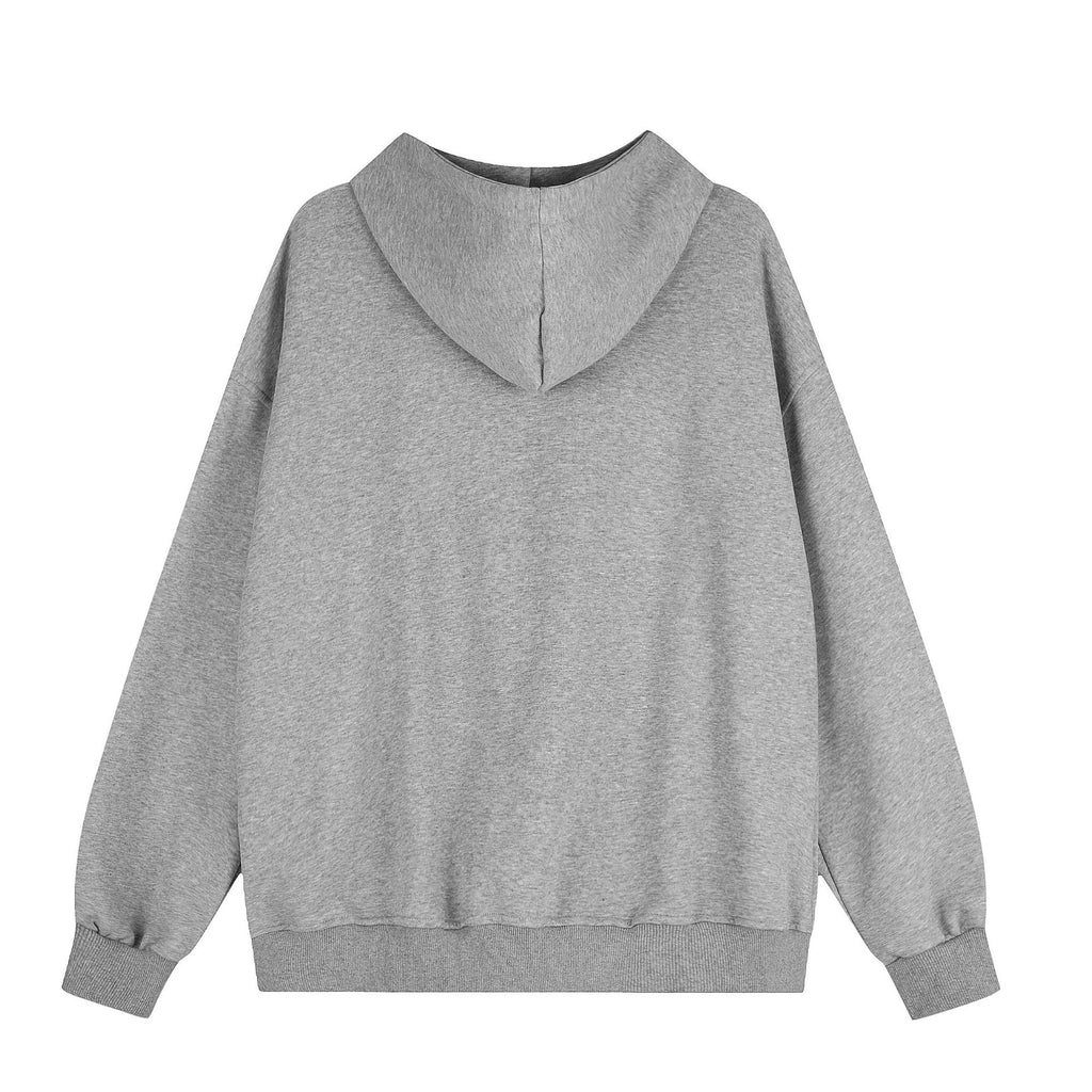 Letter printed hooded zipper sweatshirt cardigan
