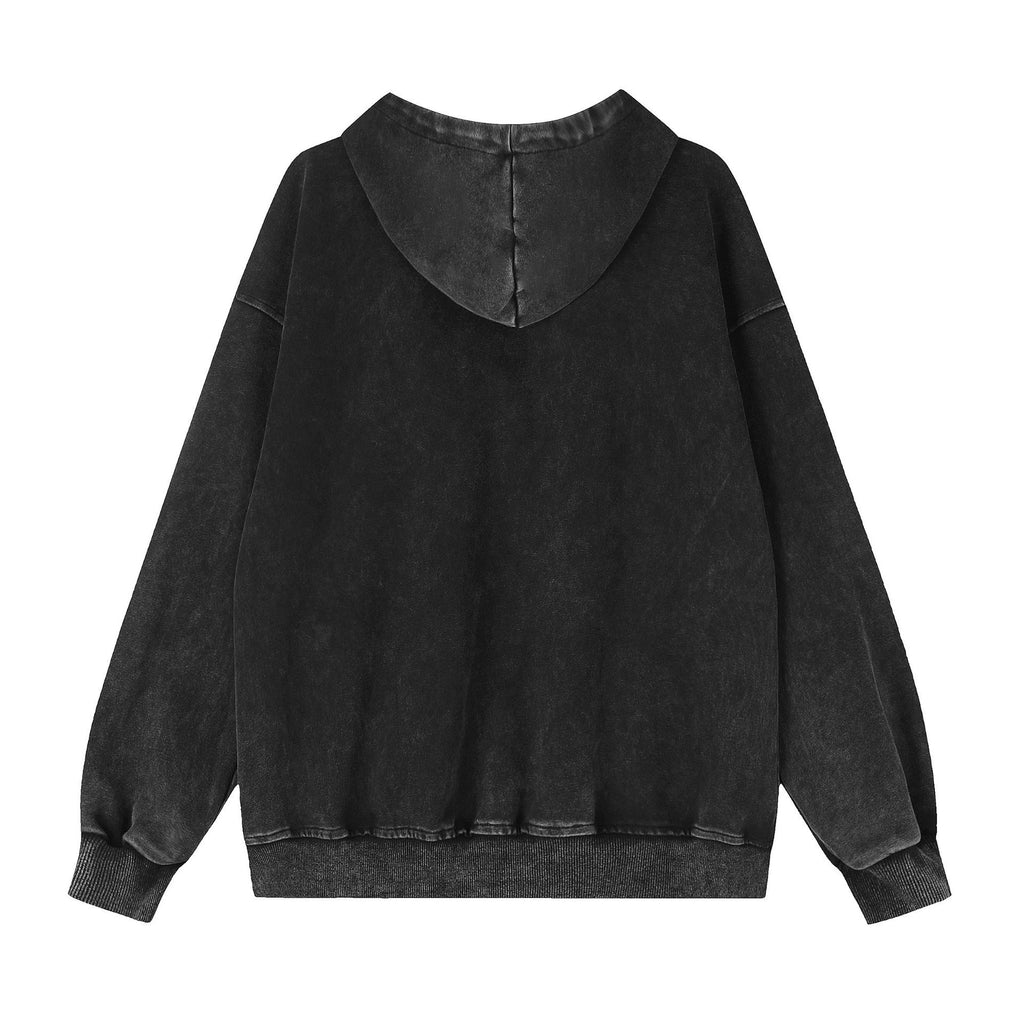 Emblem embroidery hooded cardigan sweatshirt zipper jacket