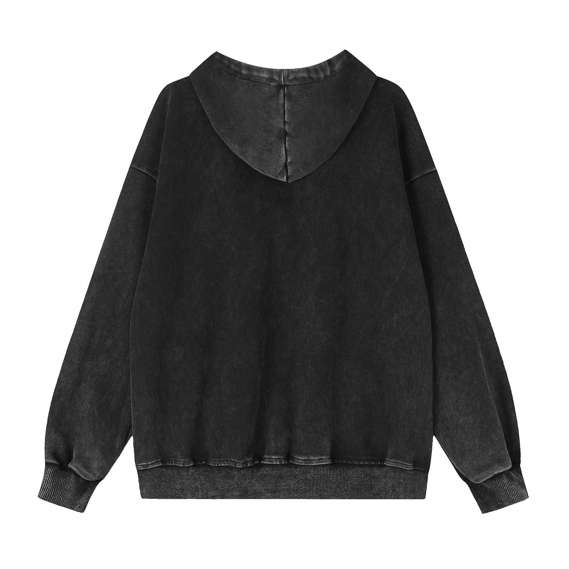 Emblem embroidery hooded cardigan sweatshirt zipper jacket