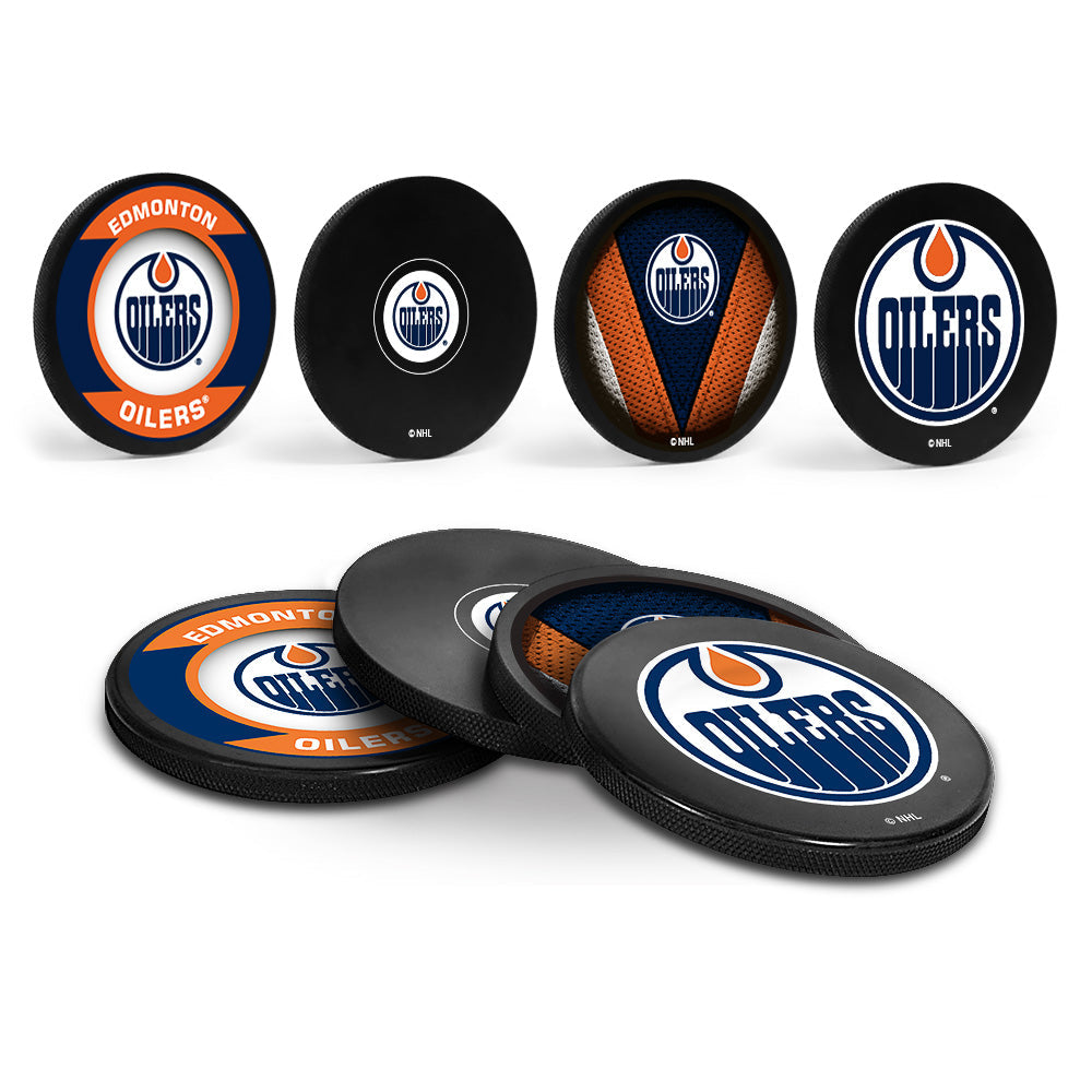 Edmonton Oilers Hockey Puck Coaster Set