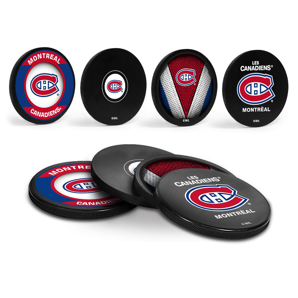 Montreal Canadiens Hockey Puck Coaster Set