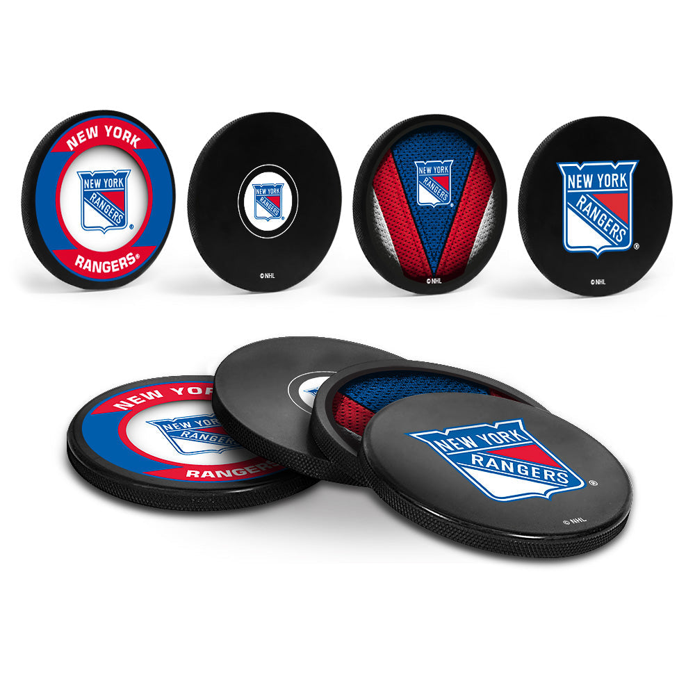 New York Rangers Hockey Puck Coaster Set