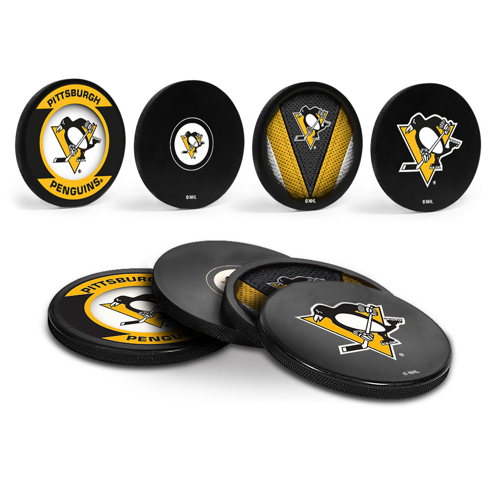 Pittsburgh Penguins Hockey Puck Coaster Set