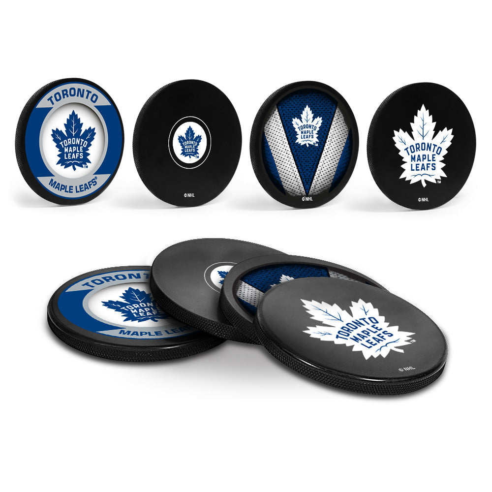 Toronto Maple Leafs Hockey Puck Coaster Set