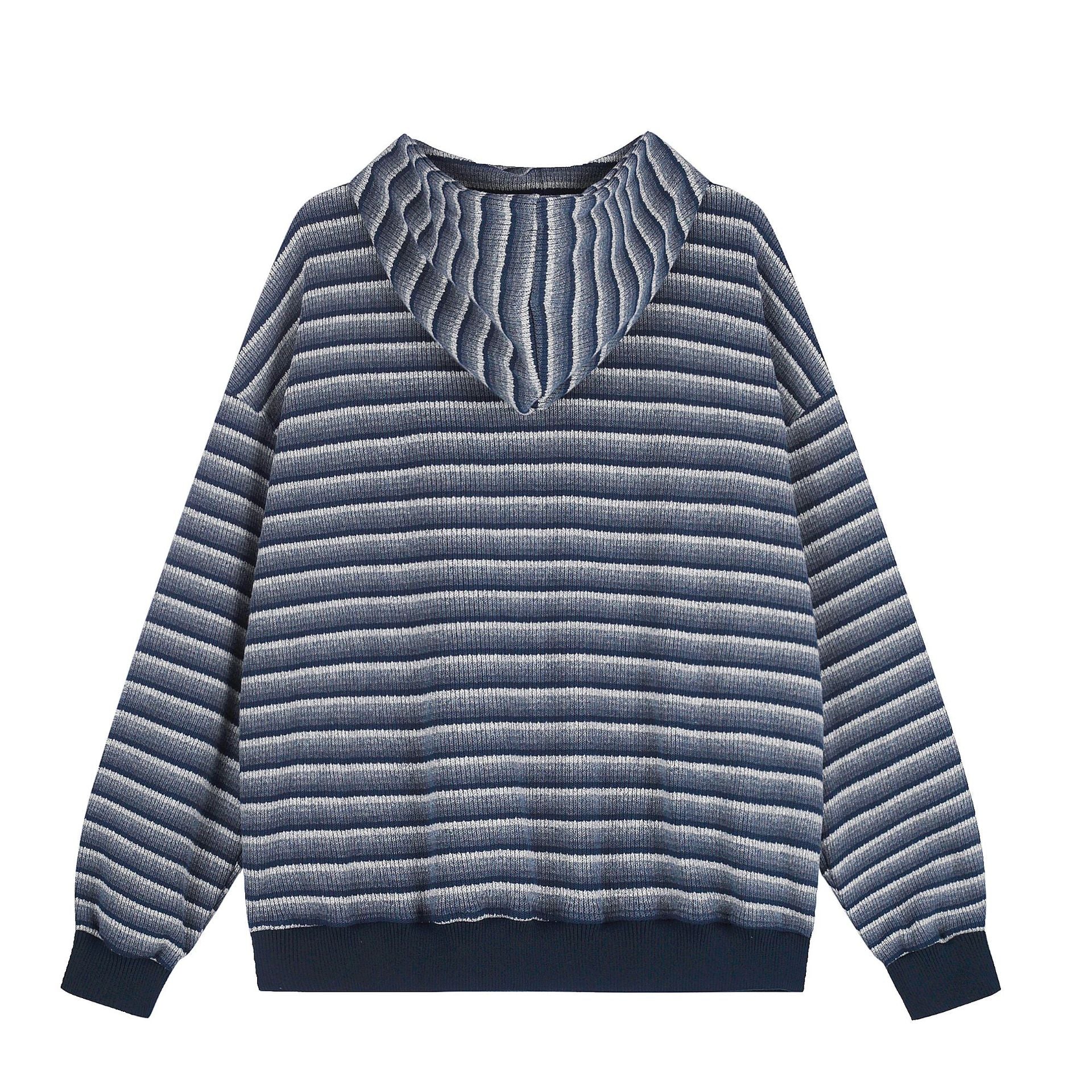 Retro ethnic striped hooded sweatshirt jacket