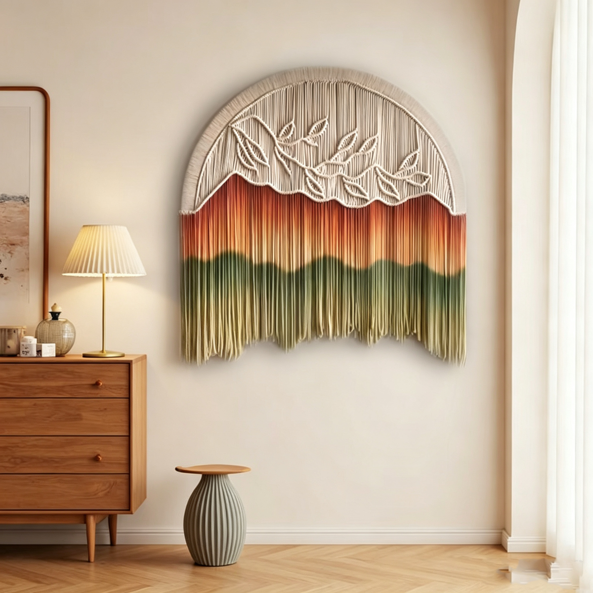 Handwoven circular tapestry decoration