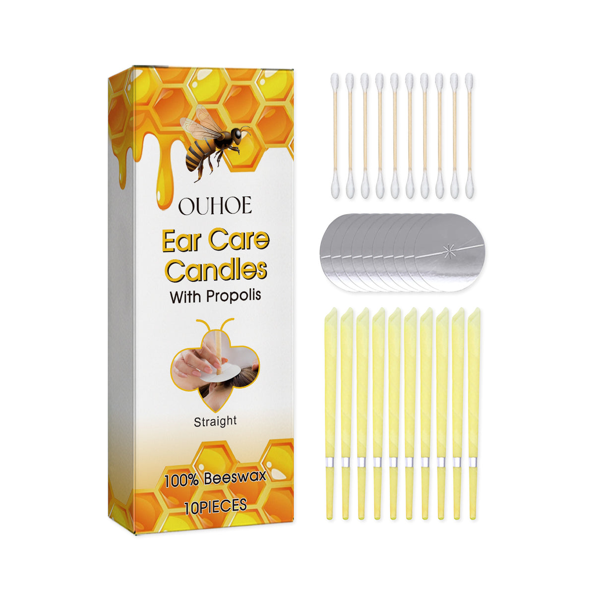 OUHOE Ear Candle Set For Soothing And Gentle Ear Cleansing Nourishing Care Honey Beeswax Ear Candle Set