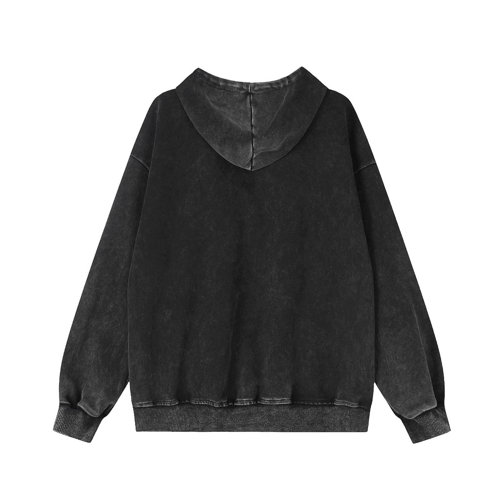 Hip hop patchwork embroidered hooded sweatshirt cardigan jacket