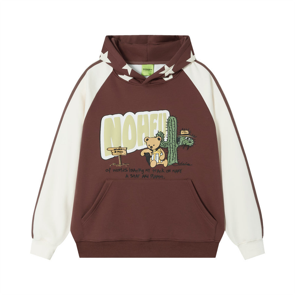 Fun Little Bear Cartoon Printed Hoodie