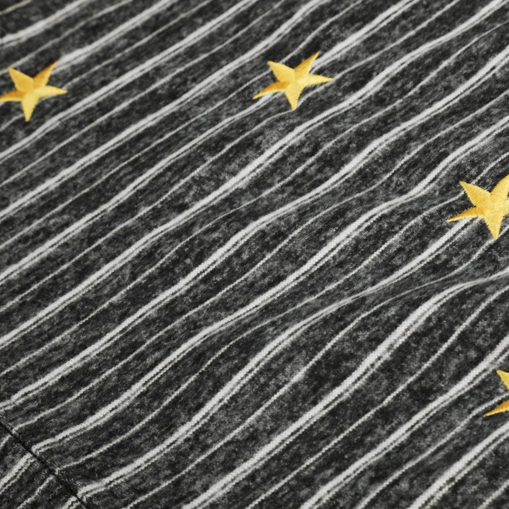 Star embroidered striped hooded sweatshirt casual jacket