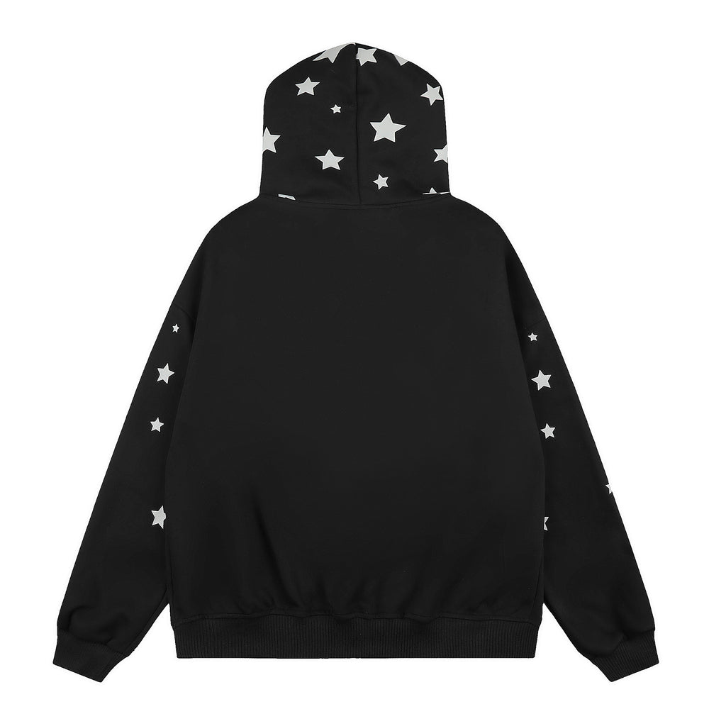 Tibetan blue star studded hooded jacket