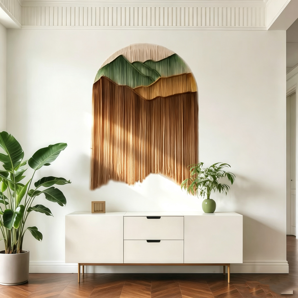 Handwoven circular tapestry decoration
