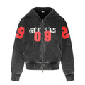Washed short hoodie women's cardigan jacket