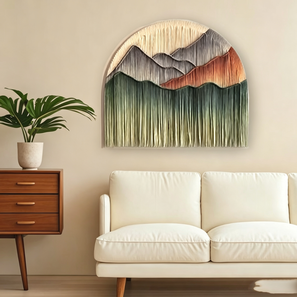Handwoven circular tapestry decoration