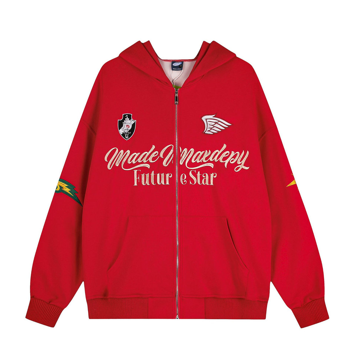 Street Embroidery Letter Hoodie Zipper cardigan