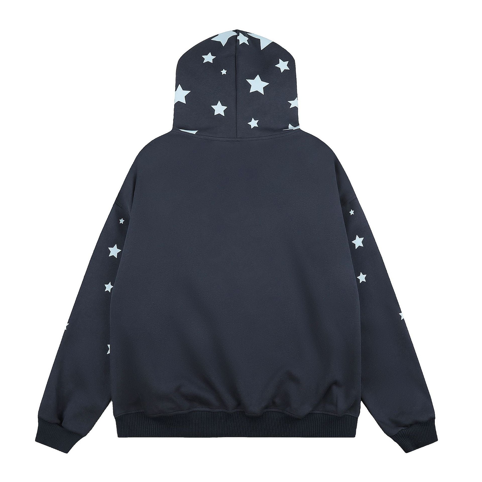 Tibetan blue star studded hooded jacket