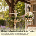 Resin Hanging Planter – Elegant Ballerina Design, Hand-Carved Detail, UV-Resistant Outdoor Flower Pot
