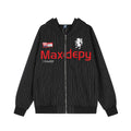 Embroidered striped hoodie cardigan with letters