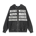 Letter printed hooded zipper sweatshirt cardigan