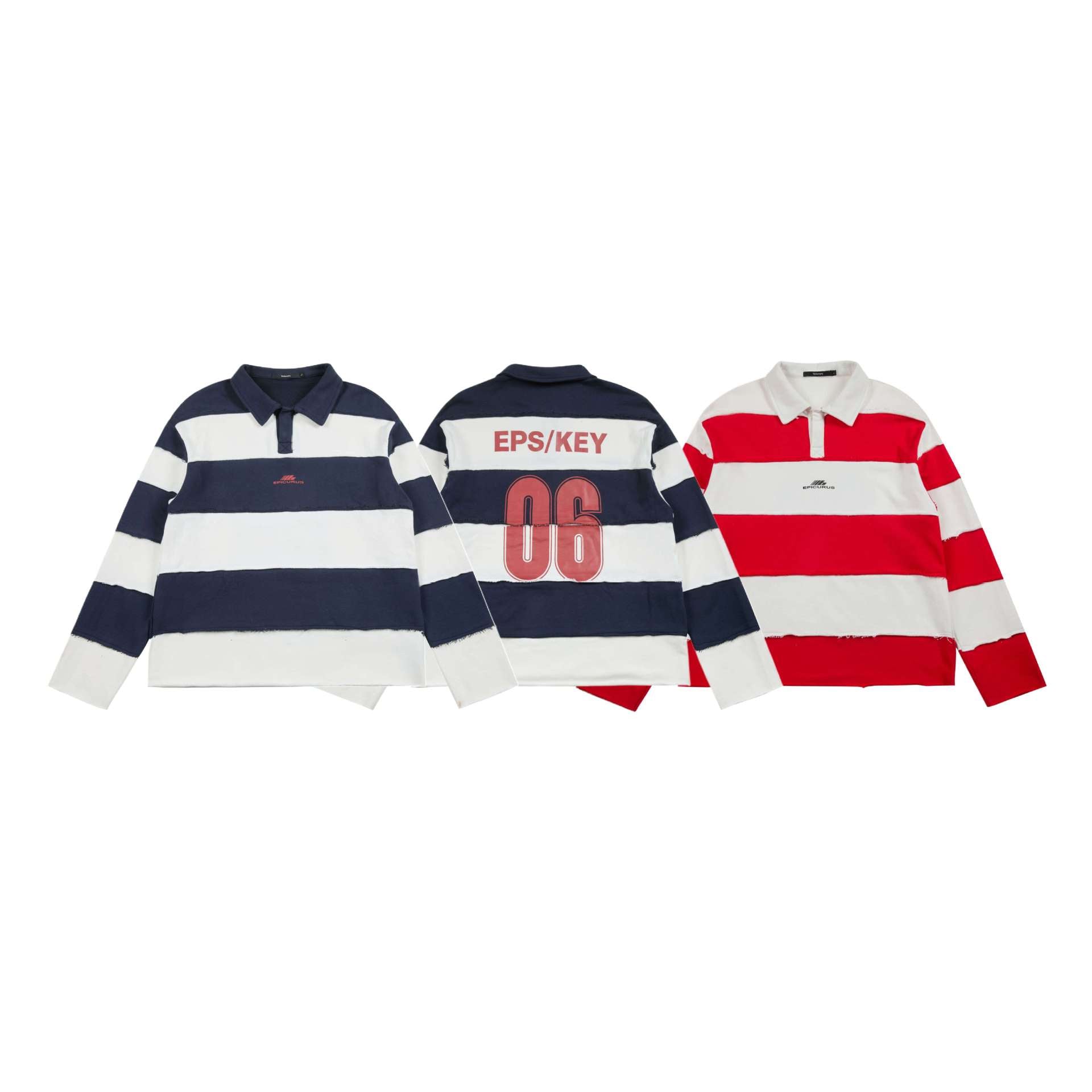 Creative Two-Tone Patchwork Polo Sweatshirt with Front and Back Prints
