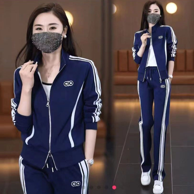 Casual Sporty Women's Outfit Set, Fashionable Youthful Slimming Cardigan Hoodie and Sweatpants Two-Piece Set