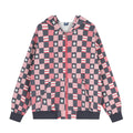 Casual hooded zipper checkered jacket for women
