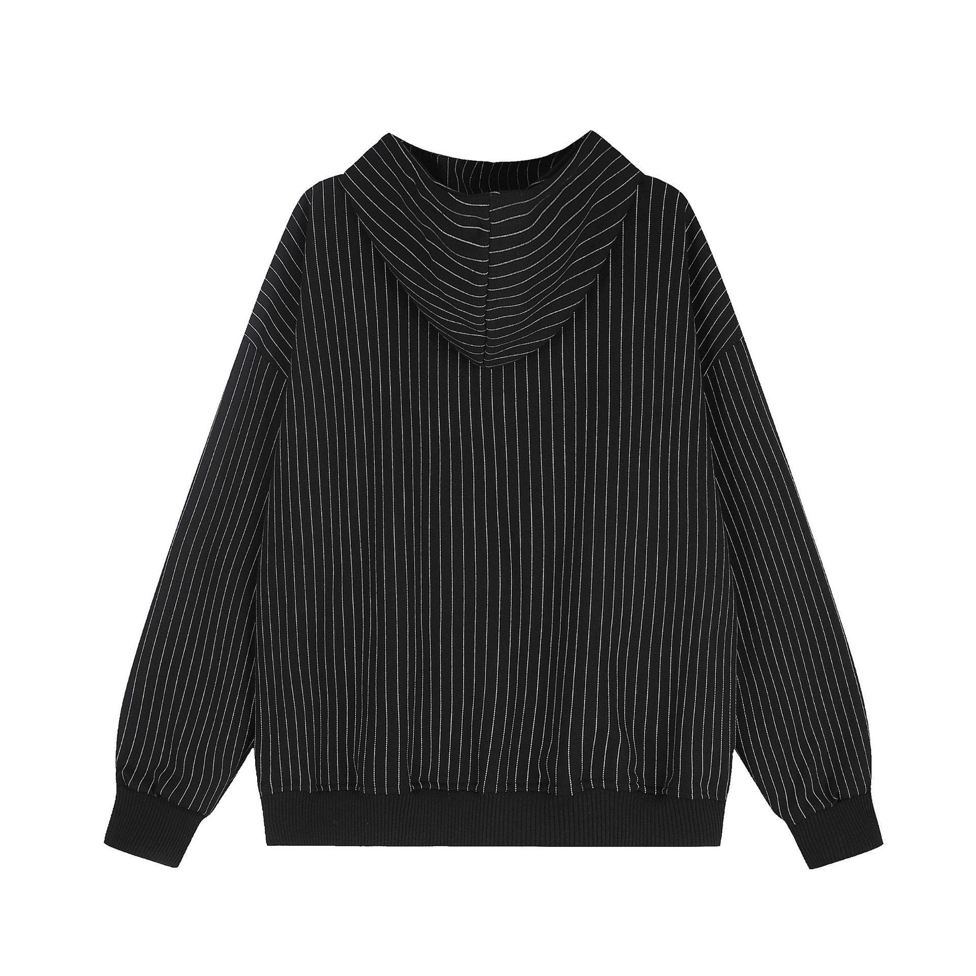 Embroidered striped hoodie cardigan with letters