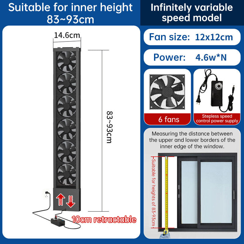 No-Drill Telescopic Window Exhaust Fan, Portable Non-Hole Window Ventilator for Home, European Standard
