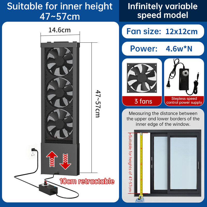 No-Drill Telescopic Window Exhaust Fan, Portable Non-Hole Window Ventilator for Home, European Standard