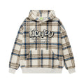 Plaid lamb wool hooded sweatshirt