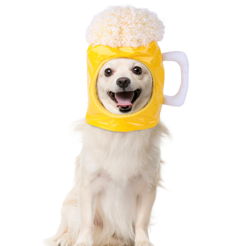 Funny Beer Mug Shaped Pet Hat, Quirky Headgear for Cats and Small Dogs