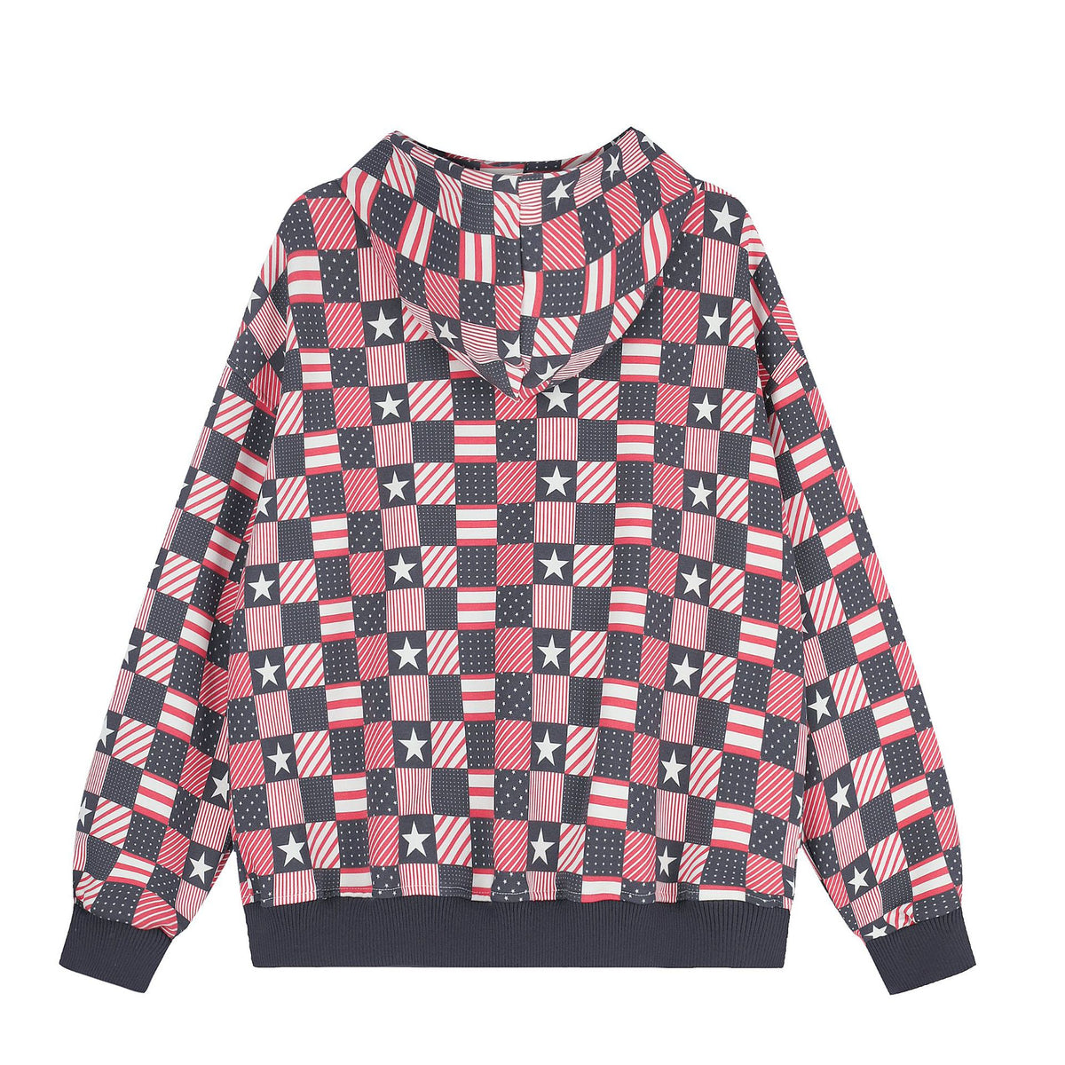 Casual hooded zipper checkered jacket for women