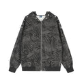 Zebra print hooded sweatshirt with rivets loose casual jacket